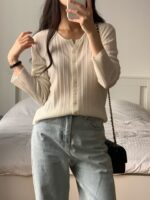 [PREMIUM] Ribbed Pleat Cardigan - Image 6