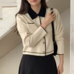 [Premium] Contrast Collar Wool Cardigan
