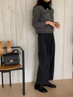 [Premium] Contrast Collar Wool Cardigan - Image 2