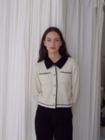 [Premium] Contrast Collar Wool Cardigan - Image 6