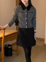 [Premium] Contrast Collar Wool Cardigan - Image 7