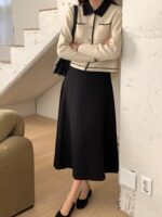 [Premium] Contrast Collar Wool Cardigan - Image 8