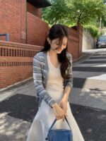 [Premium] Multi-Striped V-Neck Cardigan - Image 4