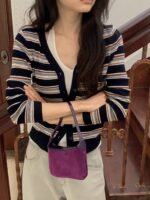 [Premium] Multi-Striped V-Neck Cardigan - Image 12