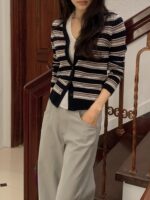 [Premium] Multi-Striped V-Neck Cardigan - Image 14