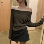 [PREMIUM] Shirred Chiffon Off shoulder Top