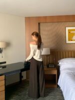 [PREMIUM] Shirred Chiffon Off shoulder Top - Image 6