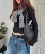 Bucks and Leather Shoulder Hobo Bag (Size S) - Image 9