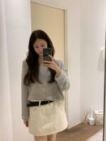 [Premium] OUNCE Cream Mini Skirt - Image 8
