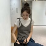 [Premium] OUNCE Ribbon Ruffle Sleeveless Knit