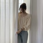 [Premium] OUNCE V Shirring Blouse