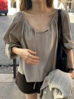 [Premium] OUNCE V Shirring Blouse - Image 6